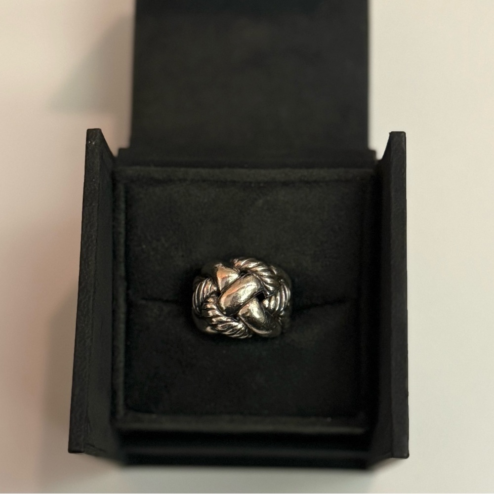 David Yurman Curb Chain Belmont Woven Rope Braided Sterling Ring size 6